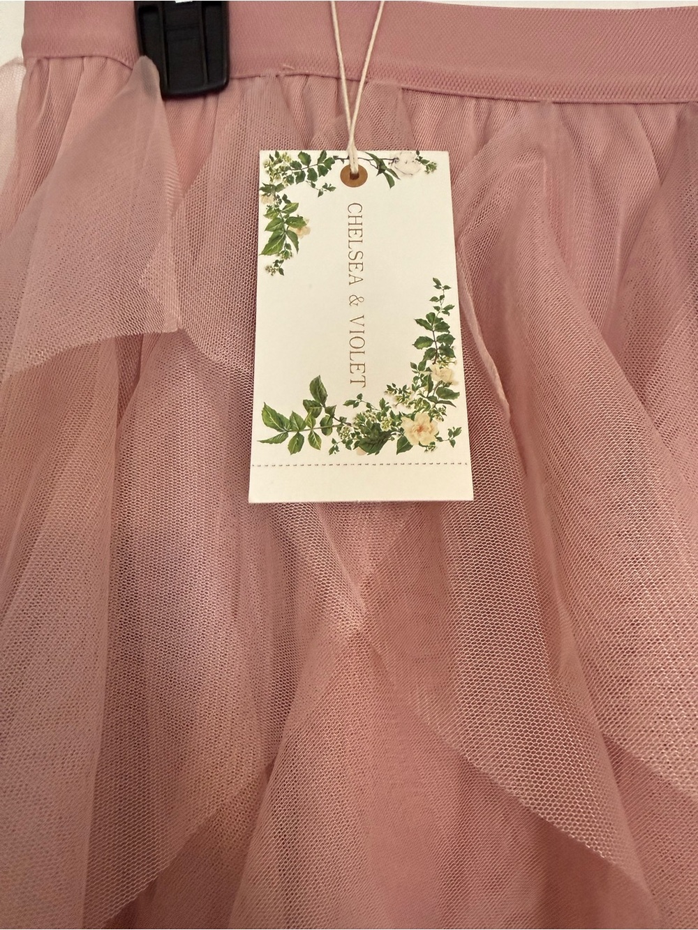 NWT Chelsea & Violet Dusty Rose Ruffled Tulle Midi Skirt sz. L - Picture 4 of 6